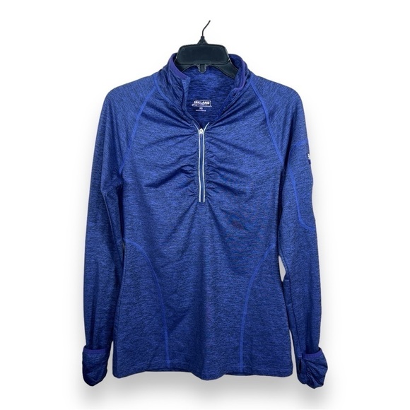 XS KIRKLAND BLUE RUNNING JACKET LONG SLEEVE THUMB HOLE STRETCH ATHLETIC - Picture 1 of 9
